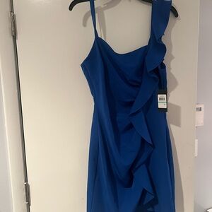Guess One Shoulder Blue Dress